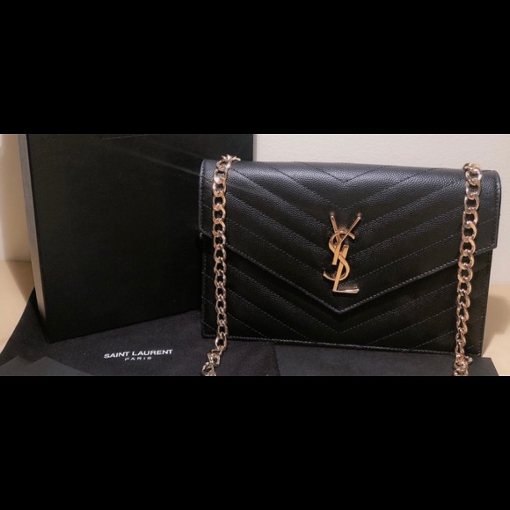 YSL Black Wallet on Chain WOC